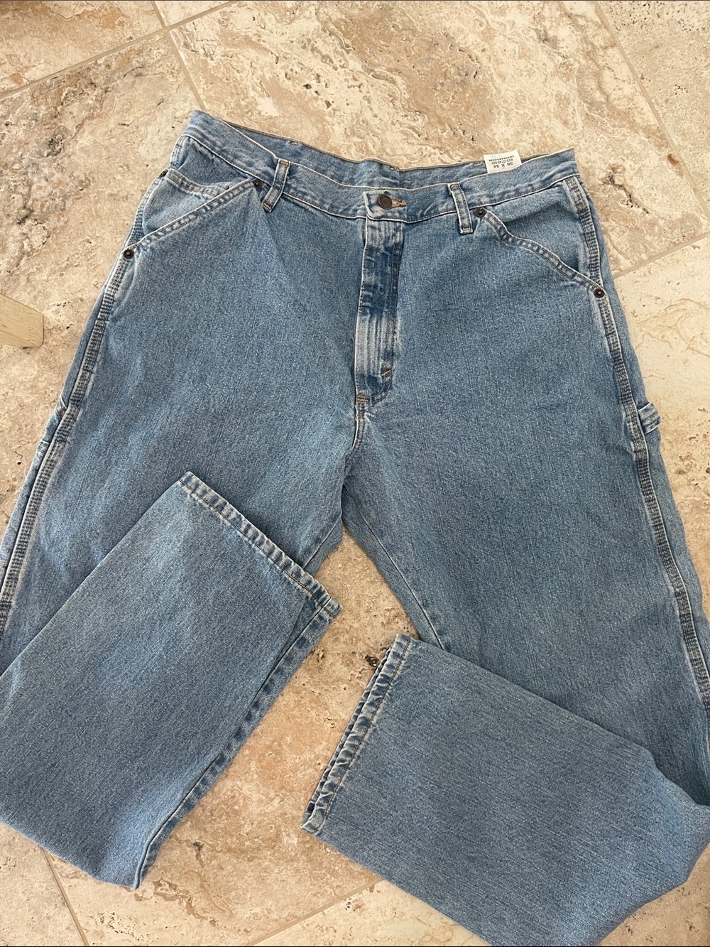 2 Wrangler carpenter rugged work cargo blue denim jeans size 36 x 34 - Picture 3 of 9
